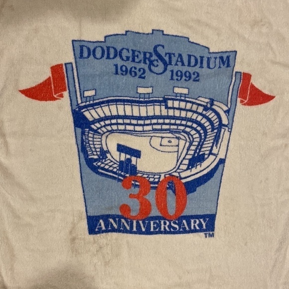 Los Angeles Dodgers 30 Year Anniv. Dodger Stadium 1962-92 Vintage Beach Towel - Picture 1 of 2